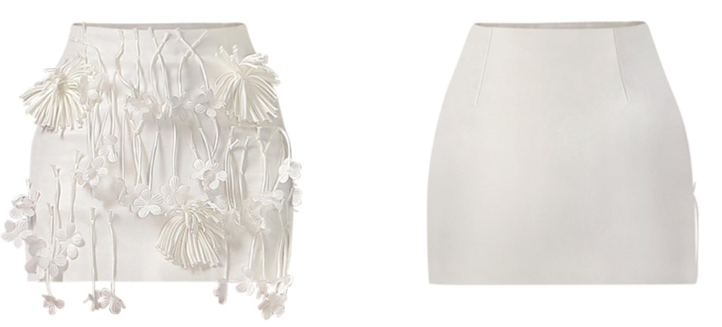 Handmade Flower Fitted Skirt