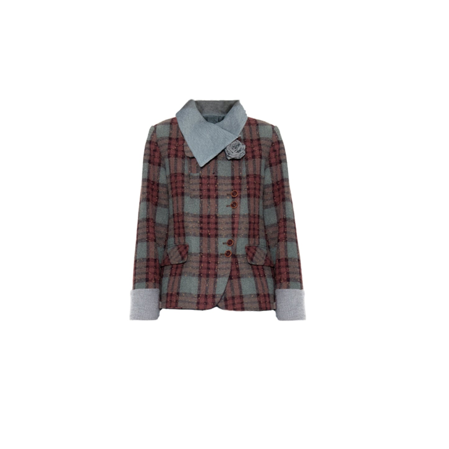 Red Gray Tweed Suit Jacket