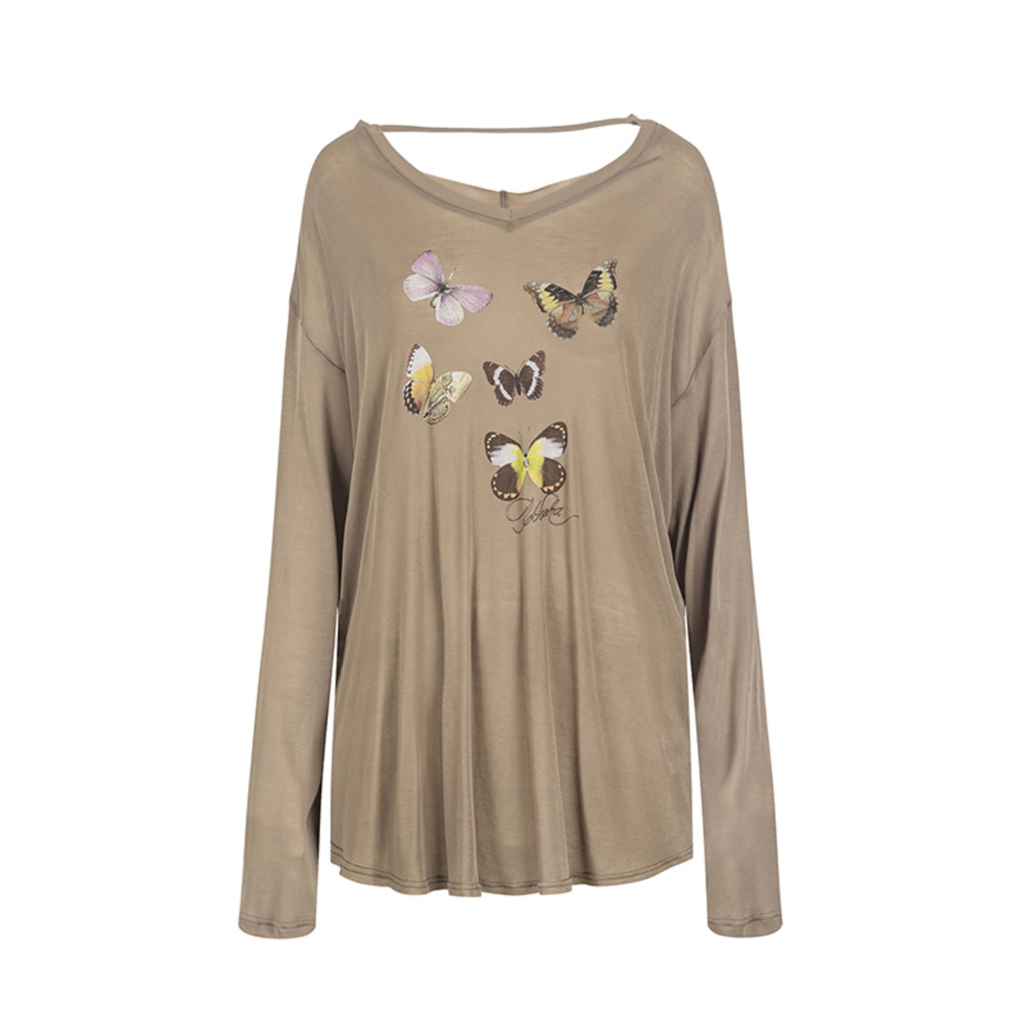 Casual V Neck Butterfly Blouse Top