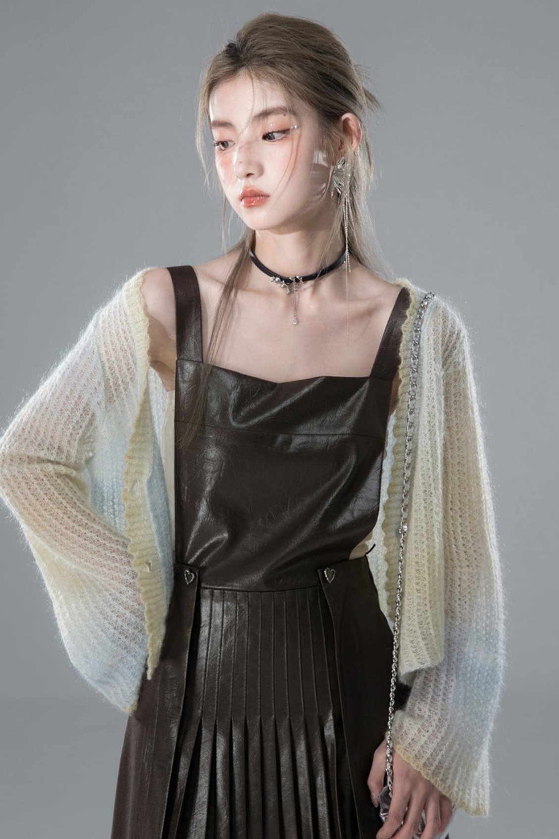 블루 그라디언트 카디건 세트