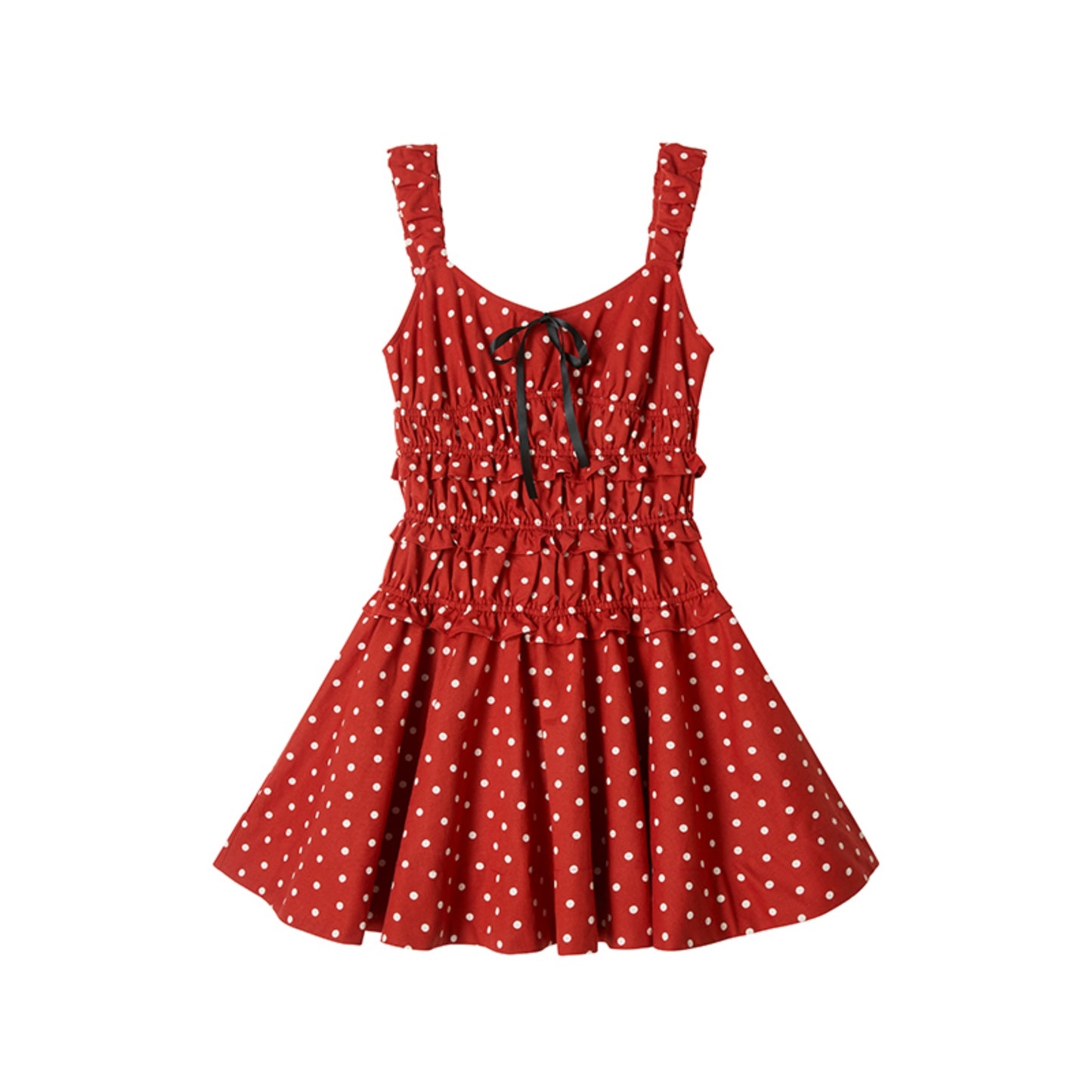 Pink Polka Dot Ruffle Halter Dress