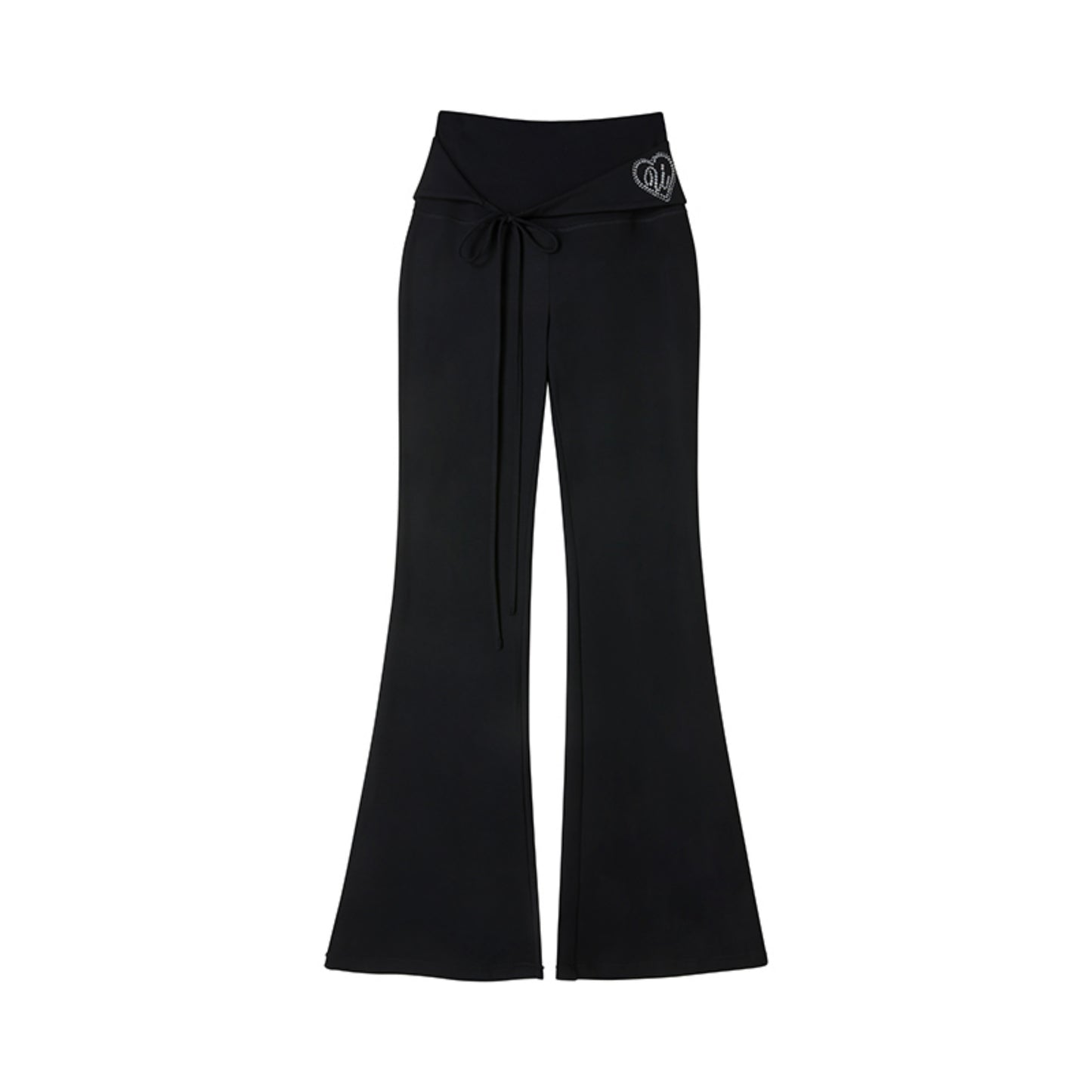 Black Love Slim Fit Waist Tie Pants