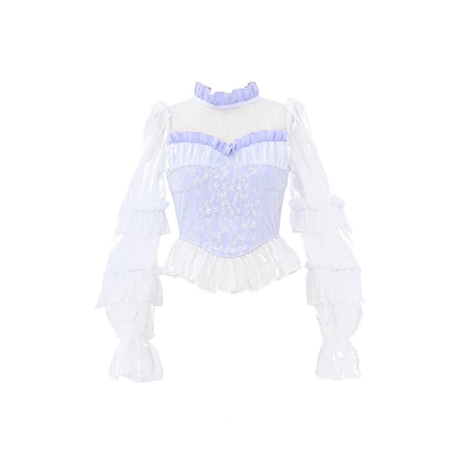 Feminine Lace Puff Sleeve Top