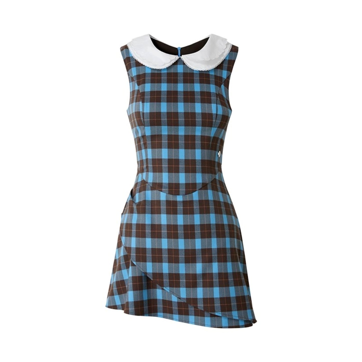 Blue Plaid Sleeveless Dress