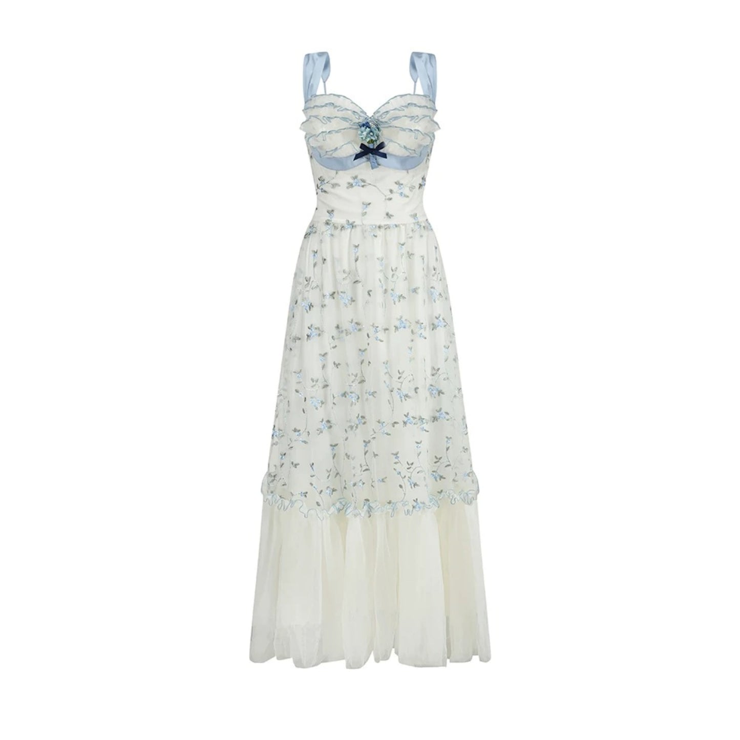 French Blue Crystal Lace Dress