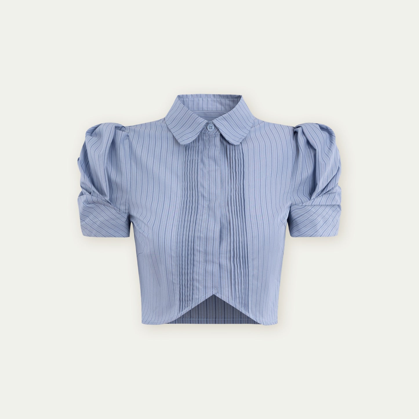 Vertical Stripe Bubble Sleeve Shirt