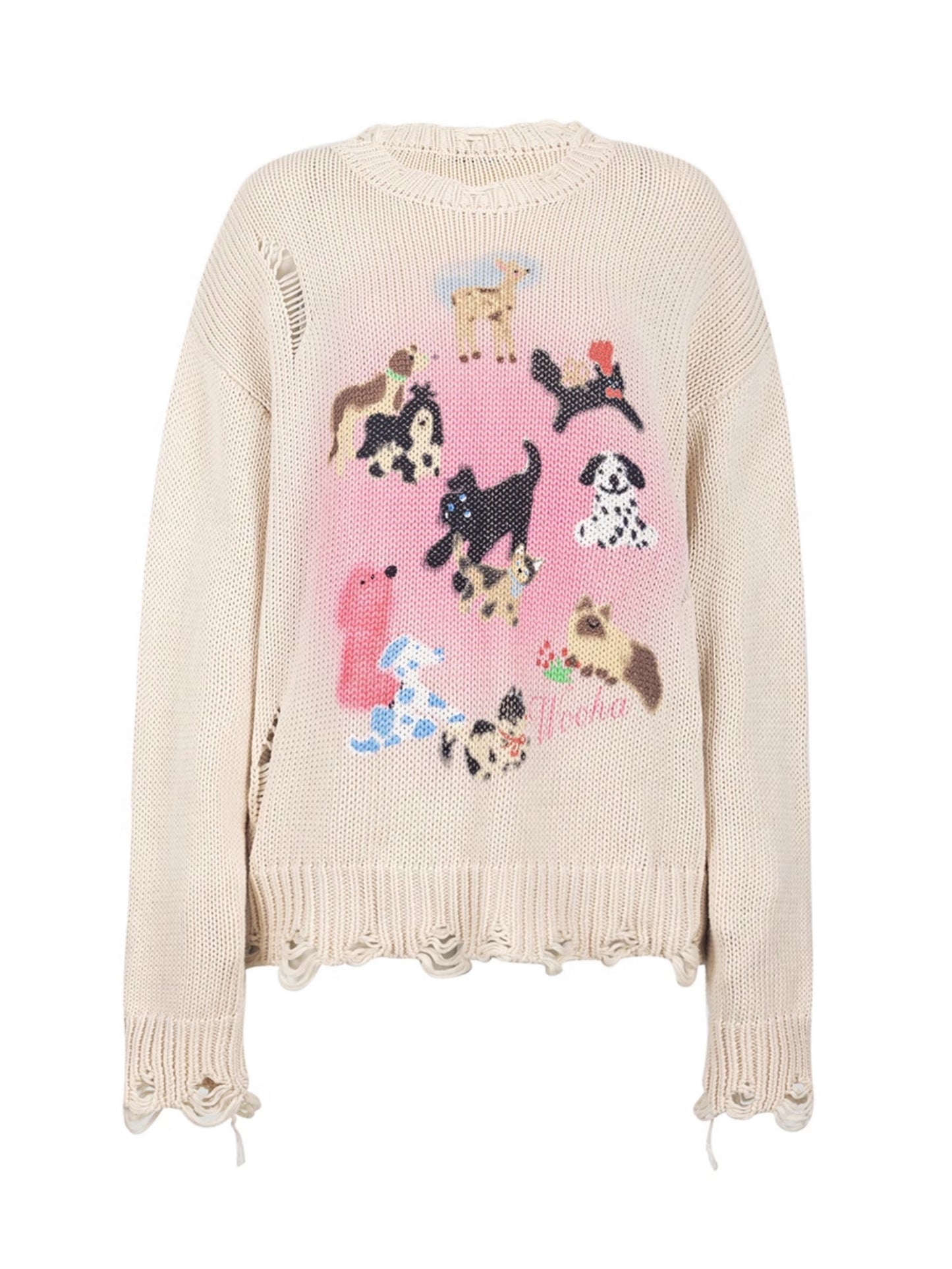 Cute Animal Print Loose Sweater