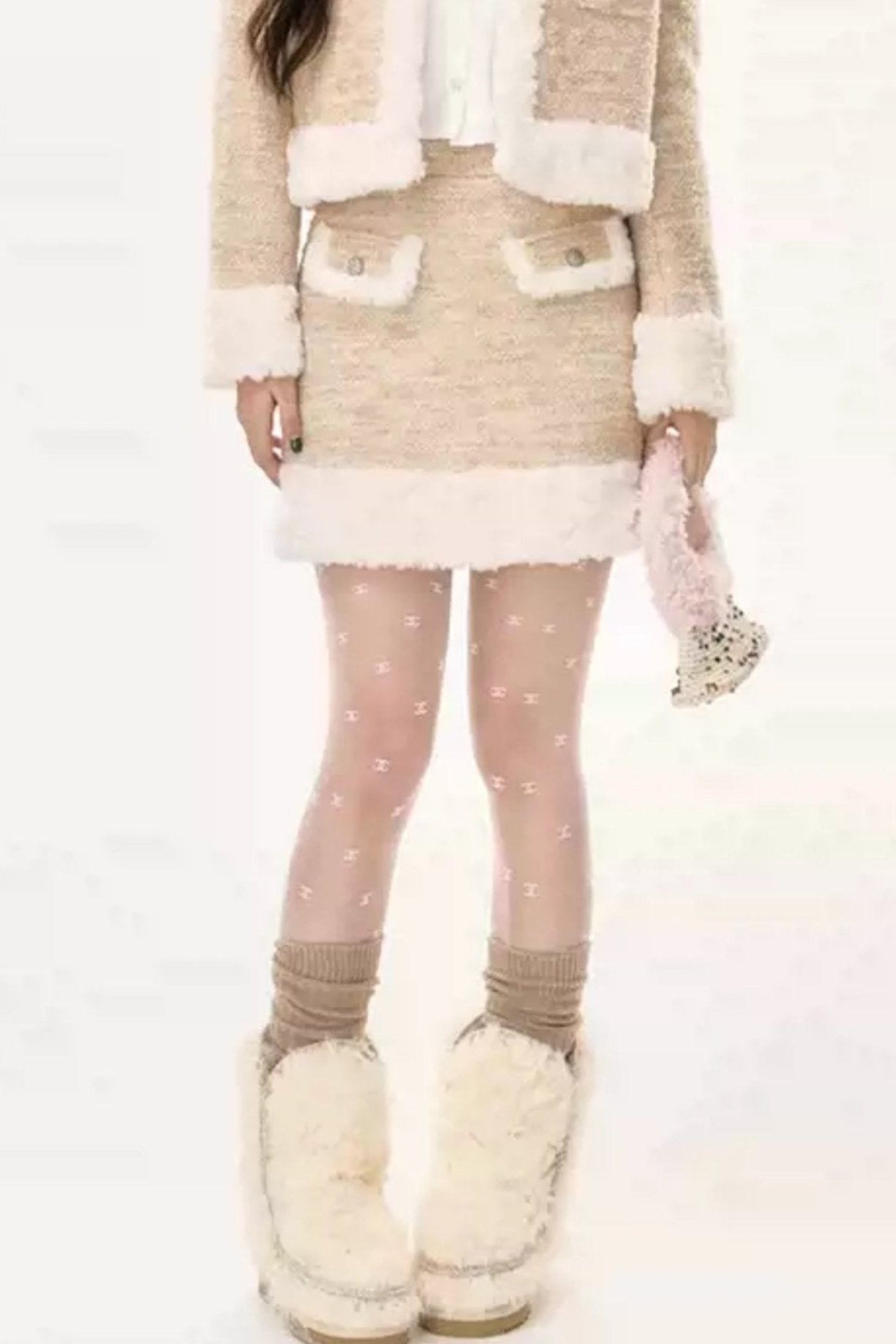 두꺼운 울 투피스 세트업