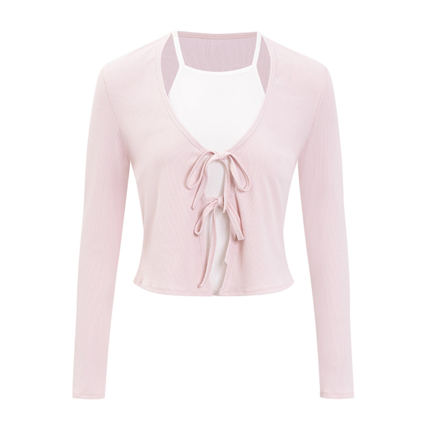 Chic Pink & White Bow Knit Sweater