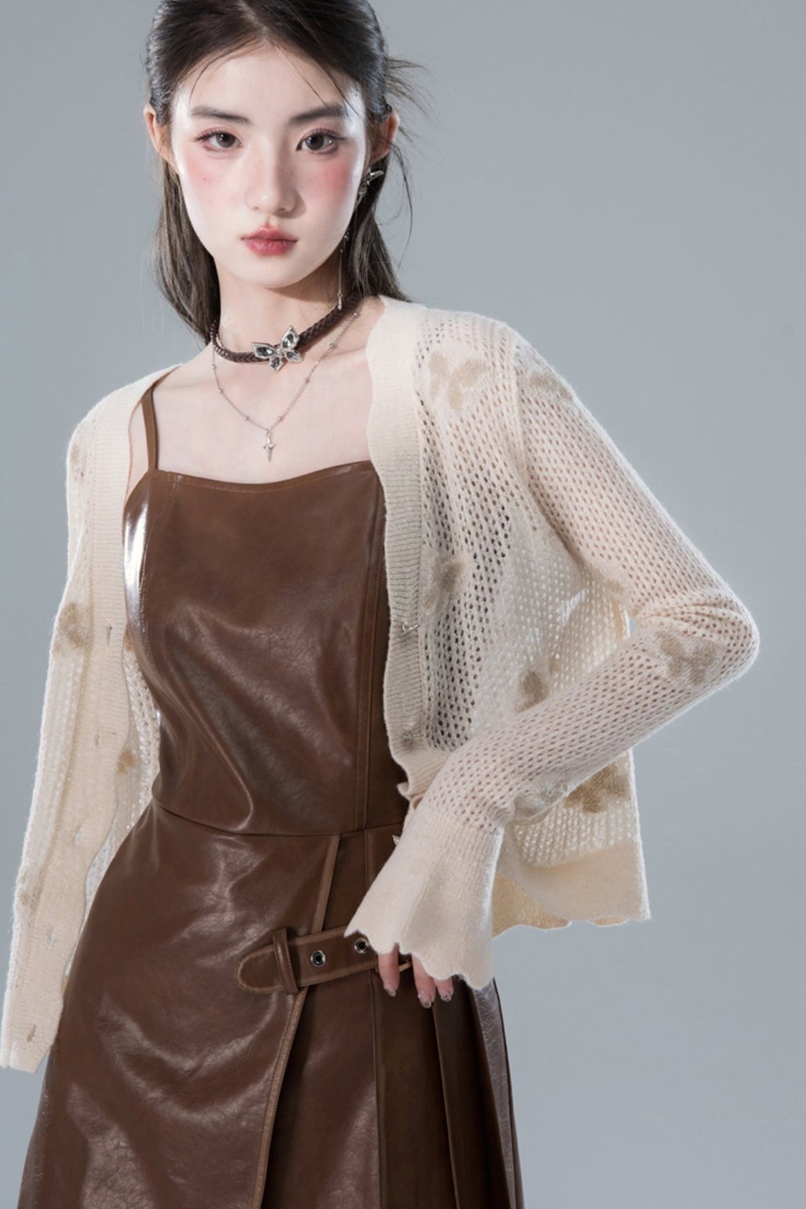 텍스처 가죽 드레스