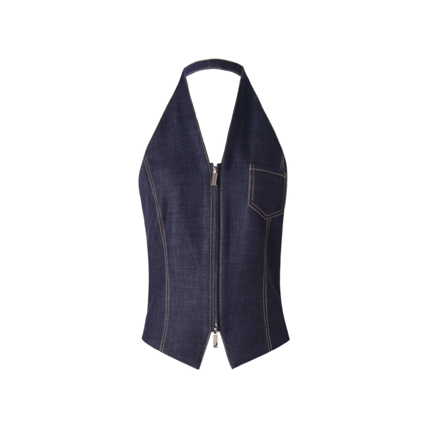 Retro V-Neck Denim Armor Vest