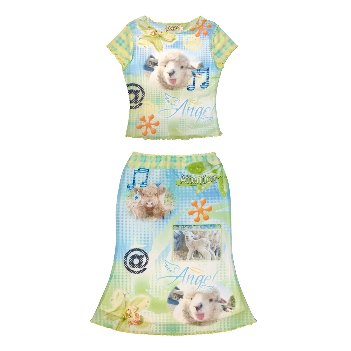 Retro Lamb Mesh Fishtail Skirt Set-Up