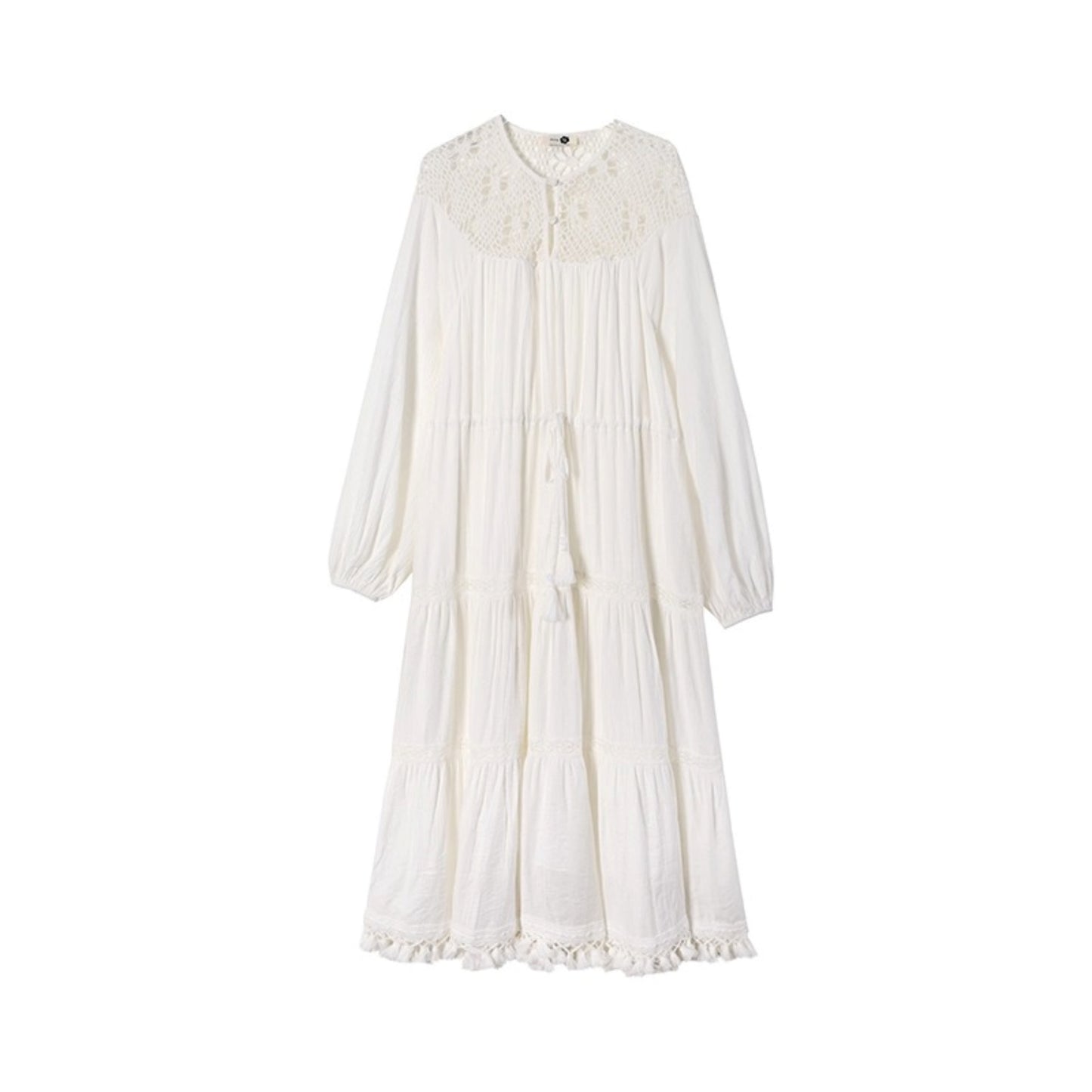 Dream Catcher Lace Panel Long-Sleeved Dress