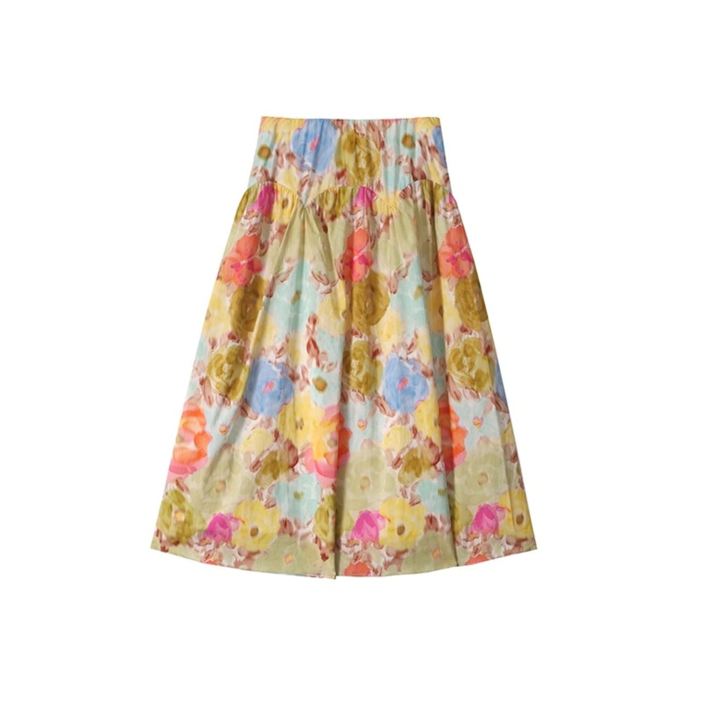 Sunset Coral Cotton A-Line Skirt