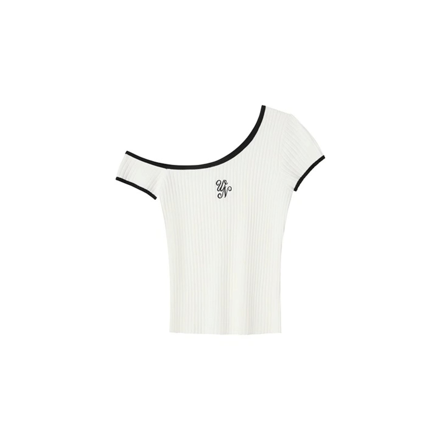 Wave Vintage Letter Embroidery Slim T-Shirt