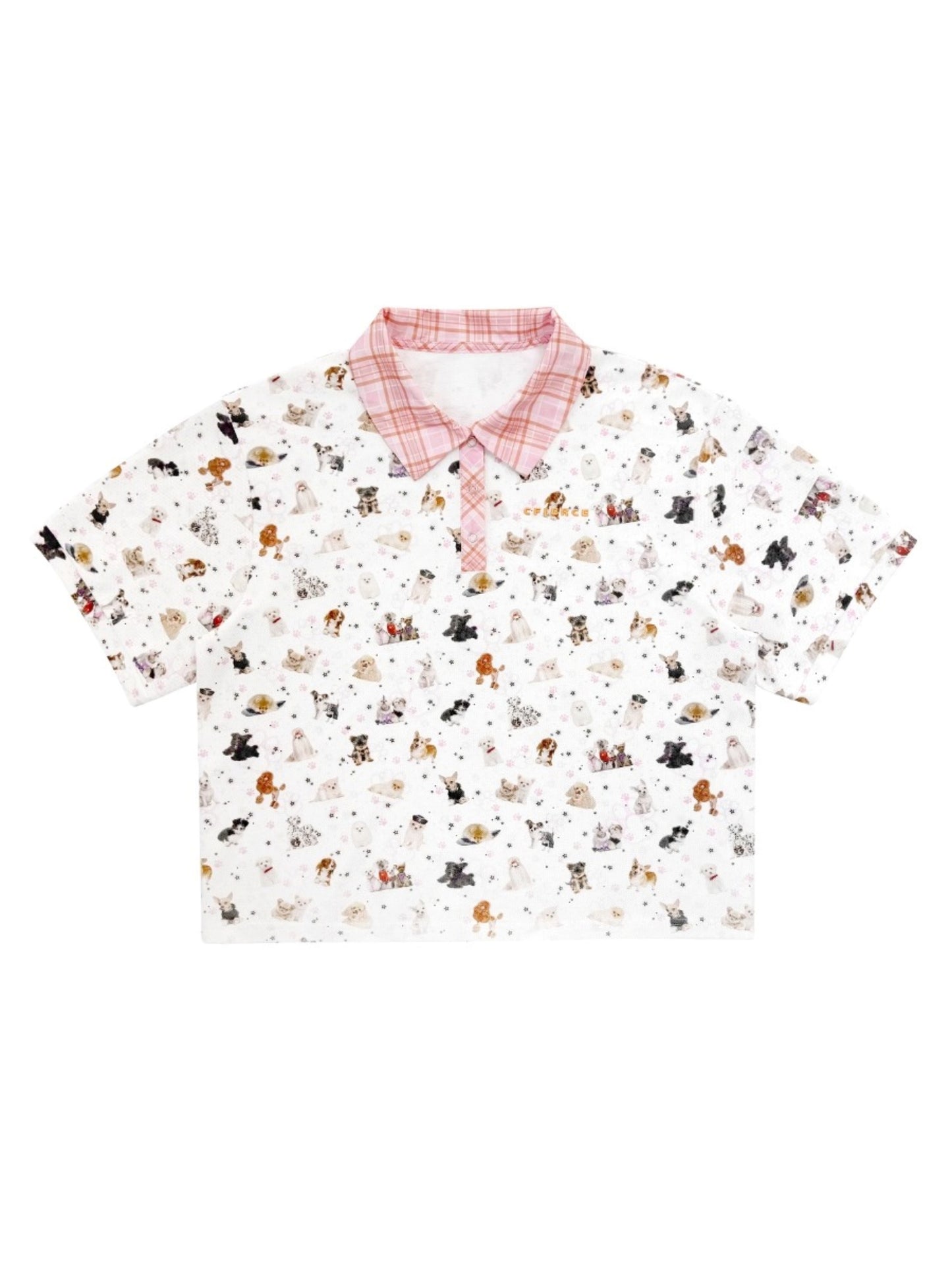 Dog Print Loose Fit Polo Shirt