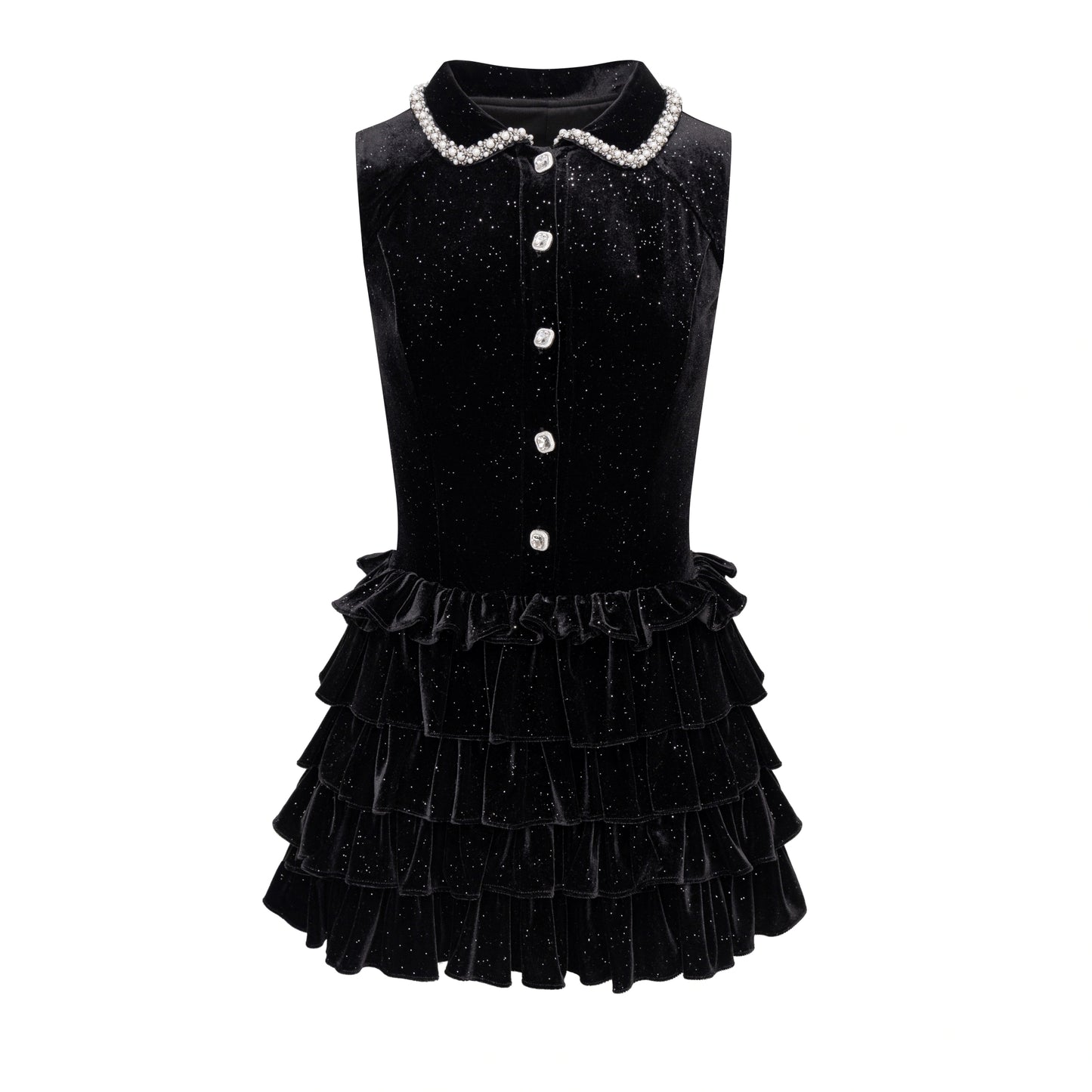 Velvet Glitter Puffy Daughter Dress