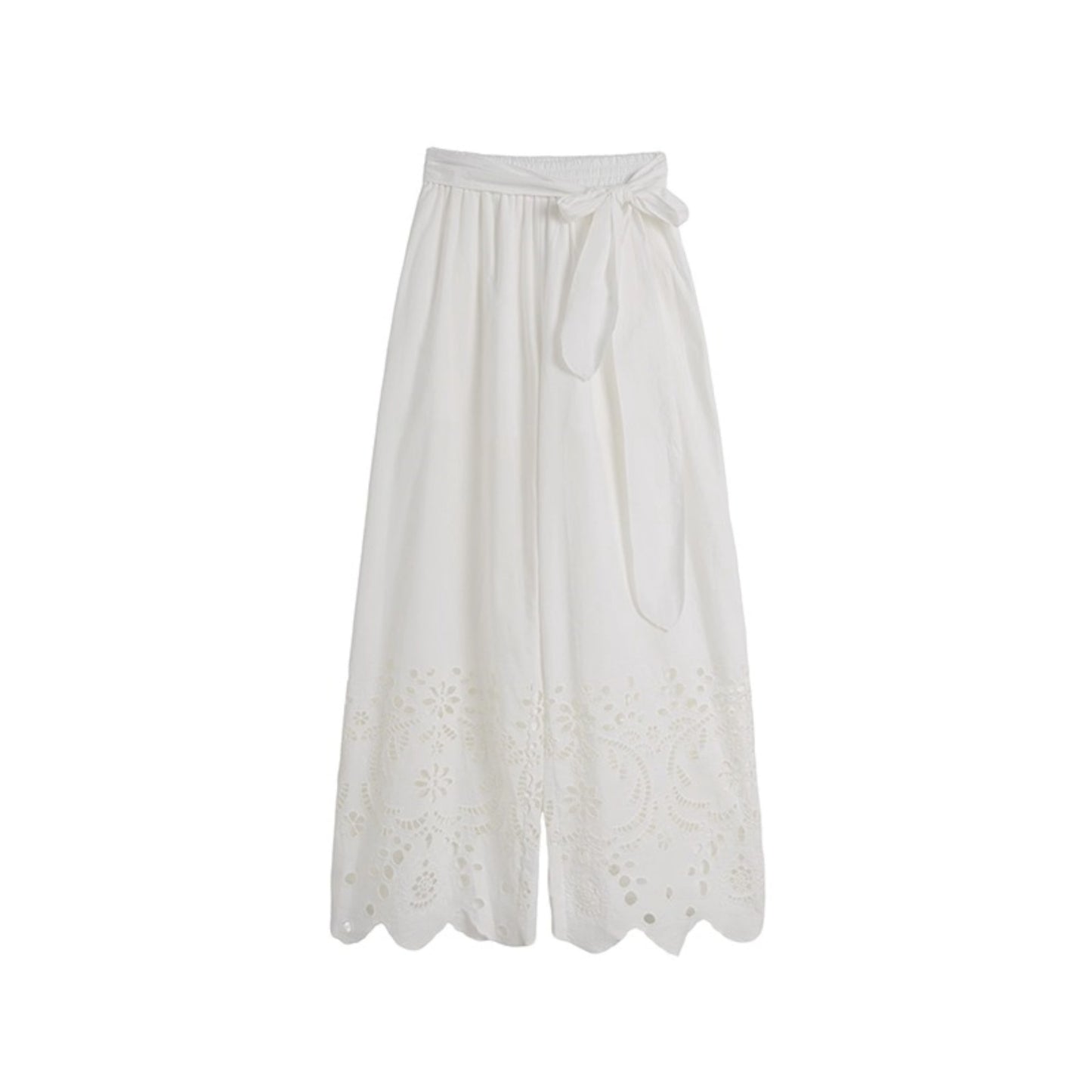 Cotton Cut-out Strappy Straight-leg Trousers