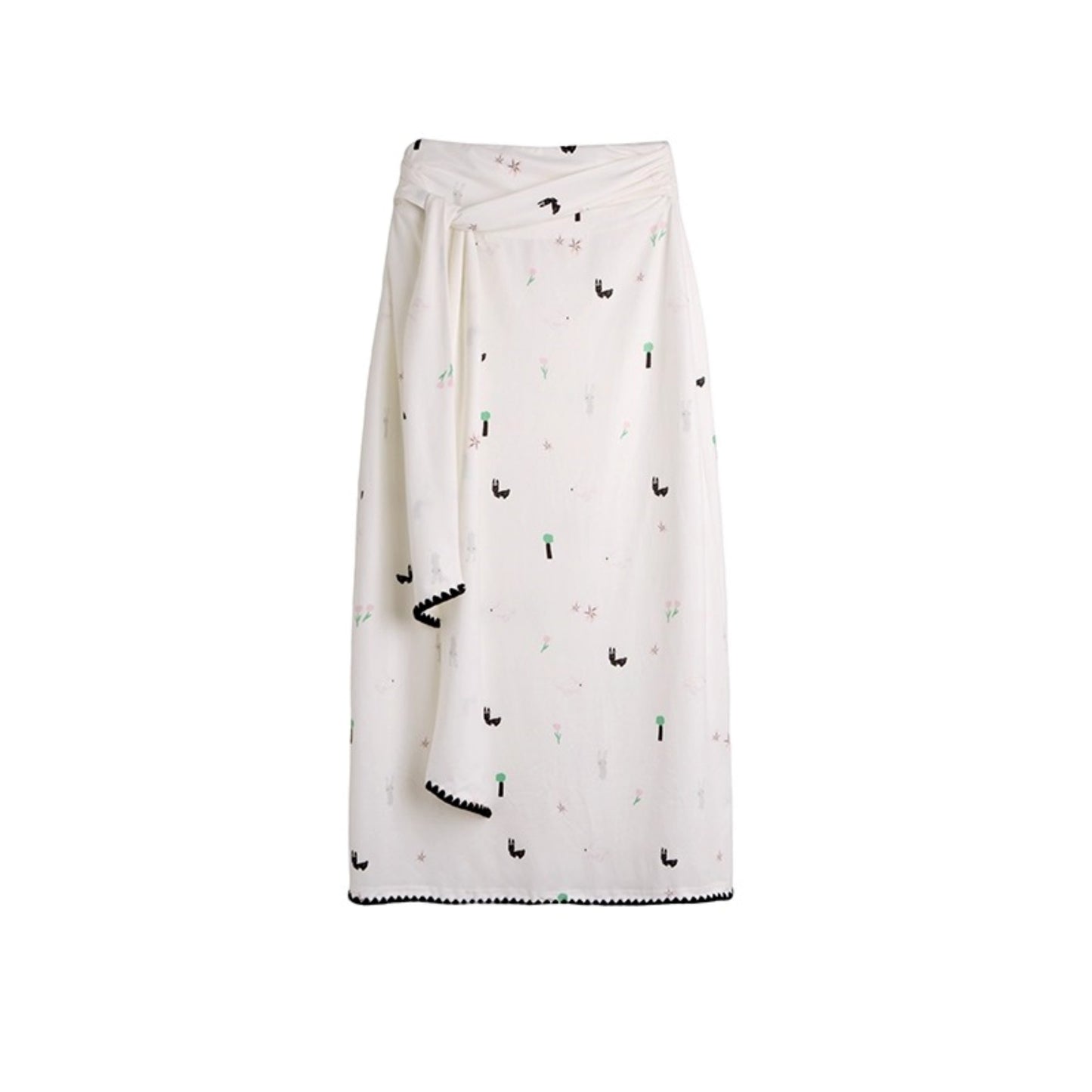 Wilderness Rabbit Patchwork Belt Long Skirt