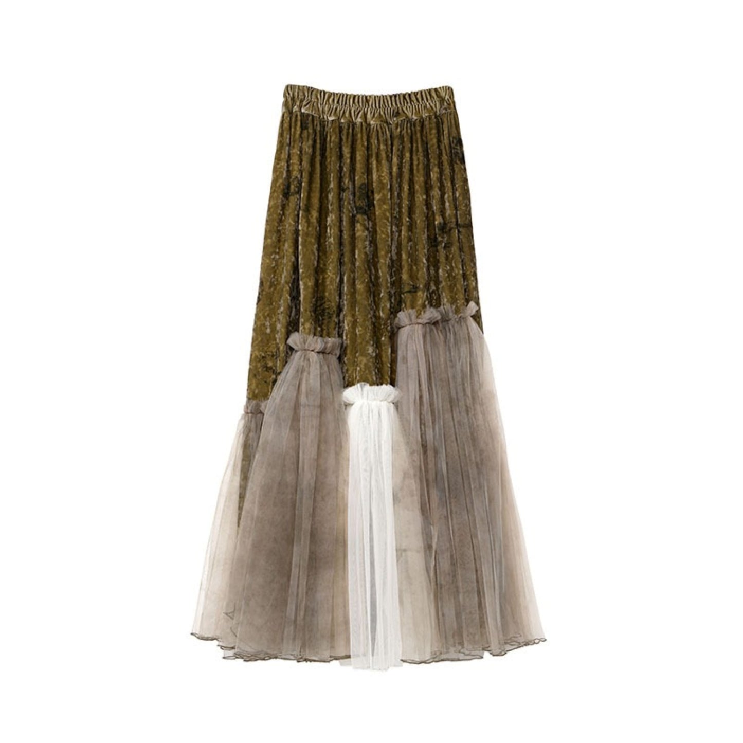 Velvet Mesh Patchwork Skirt