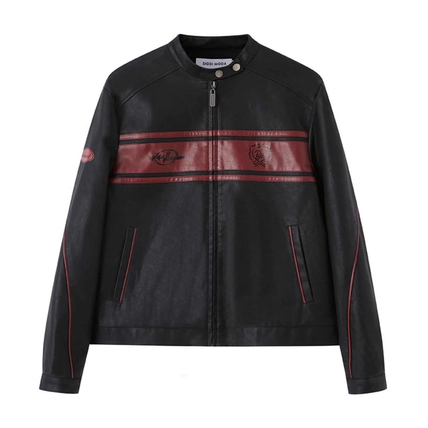 Rose Embroidered Leather Jacket