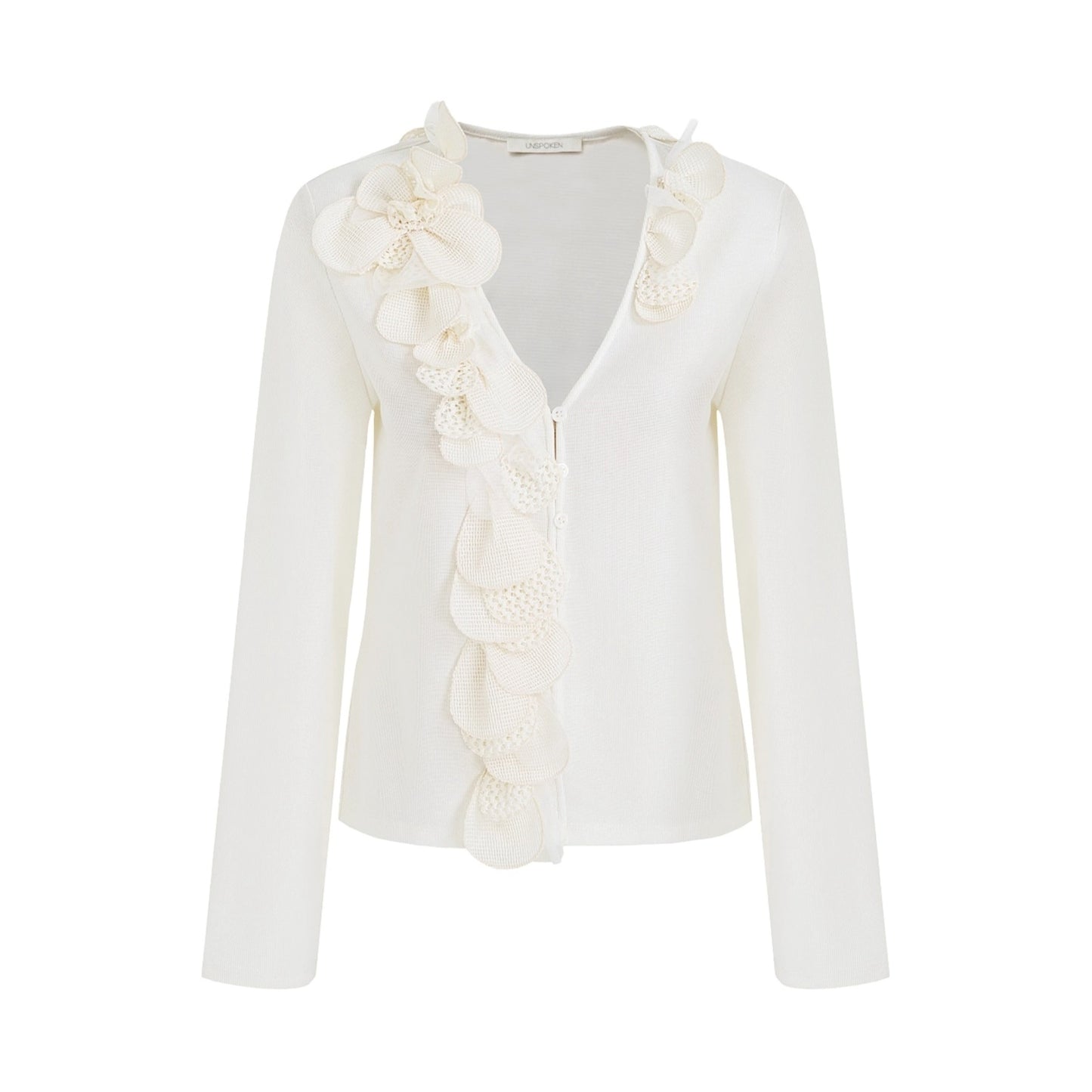 Three-Dimensional V-Neck Knitted Sweater