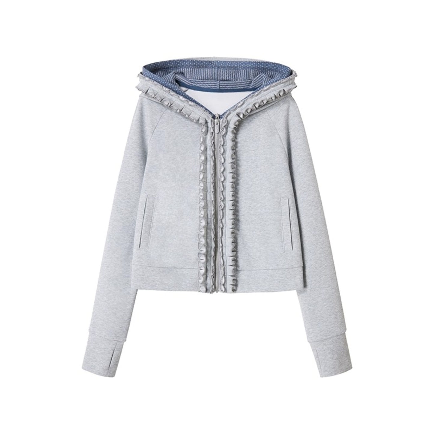 Fake Two-Piece Raglan Sleeve Hooded Jacket