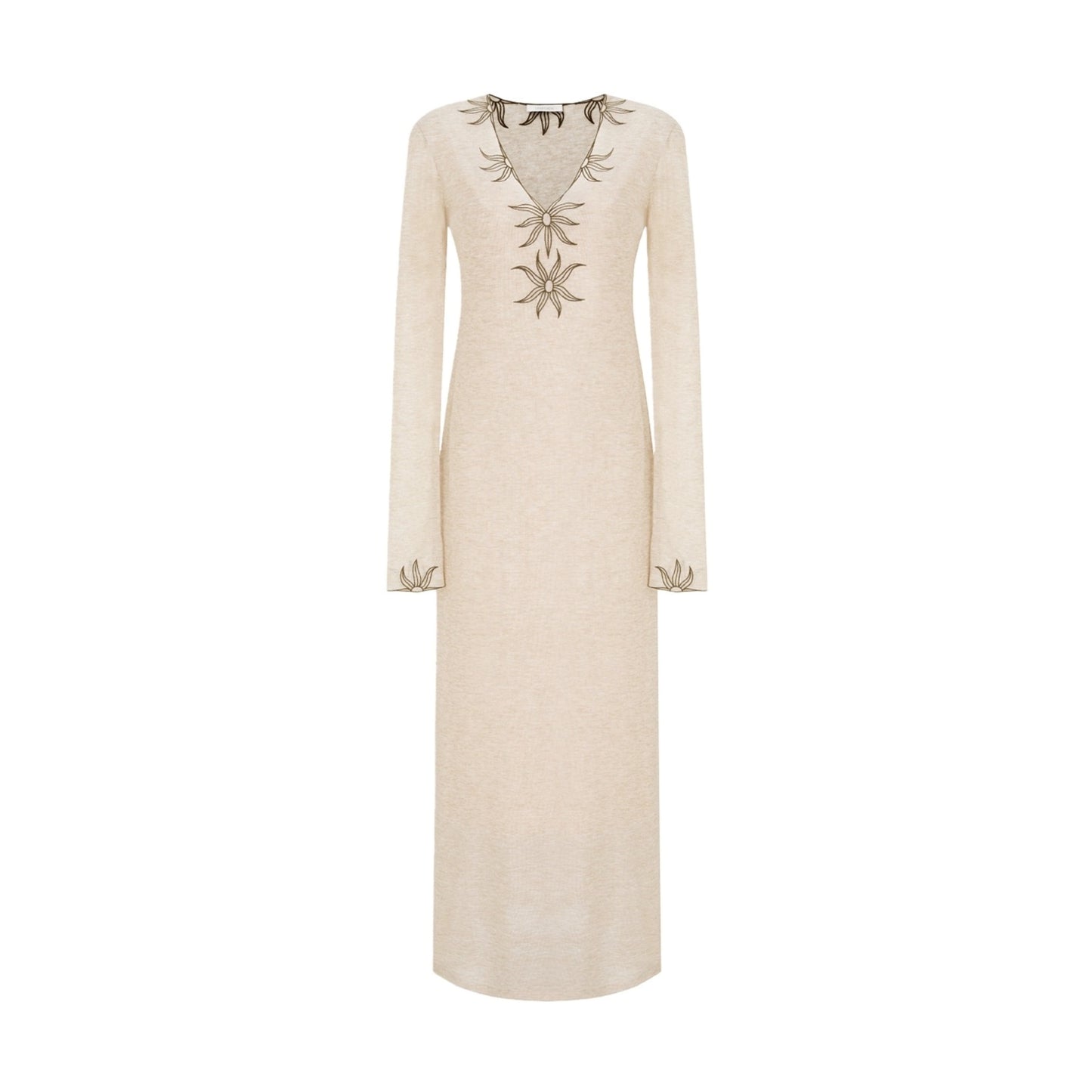 Embroidered V-Neck Slim Dress