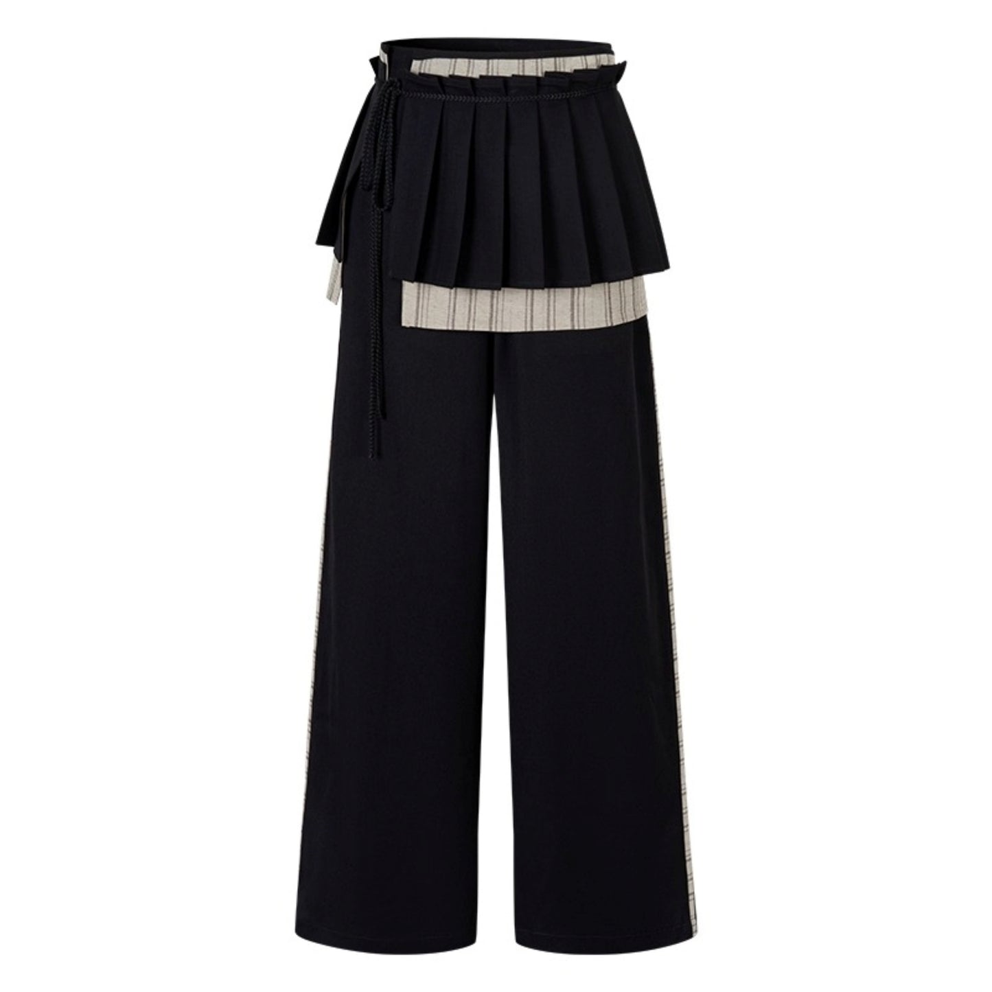 Pleated Wide-Leg Curtain Pants
