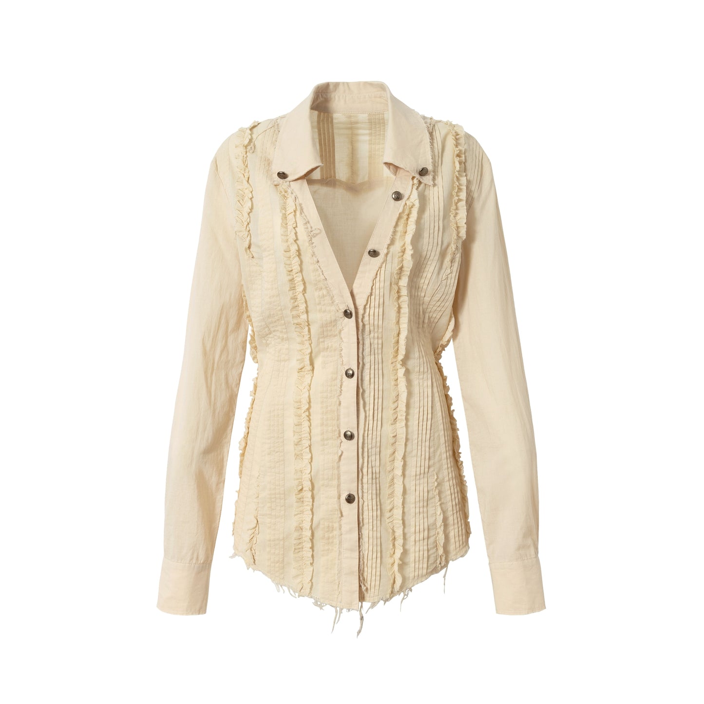 Vintage Lace V-Neck Bubble Sleeve Shirt