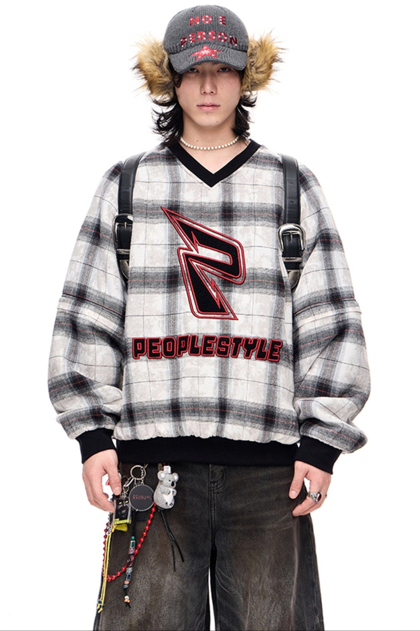 Grau Stern gestickte Woll-Baseballmütze