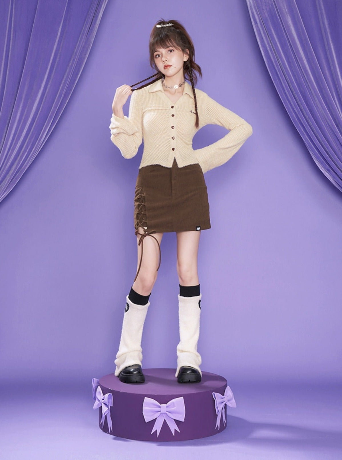 braune retro Zweiteiler-Rock