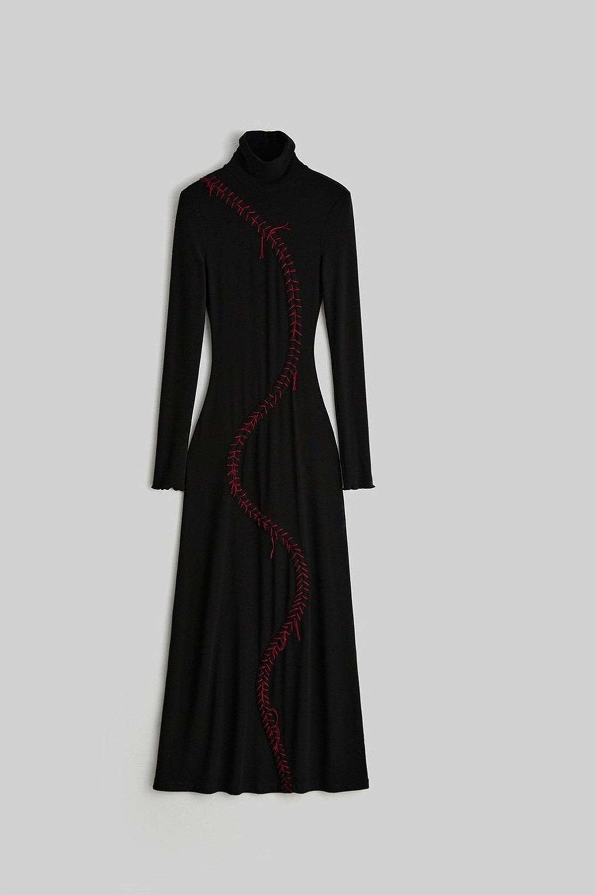 Hand-Stitched Long Sleeve Knit Dress
