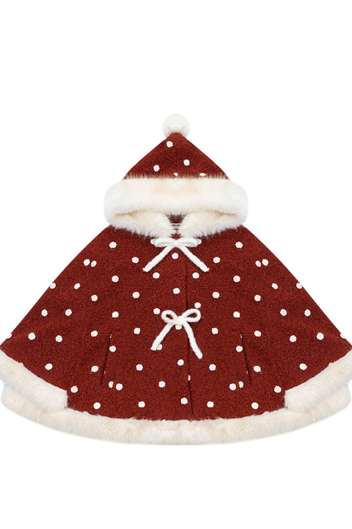 Red Polka Dot Plush Hooded Jacket
