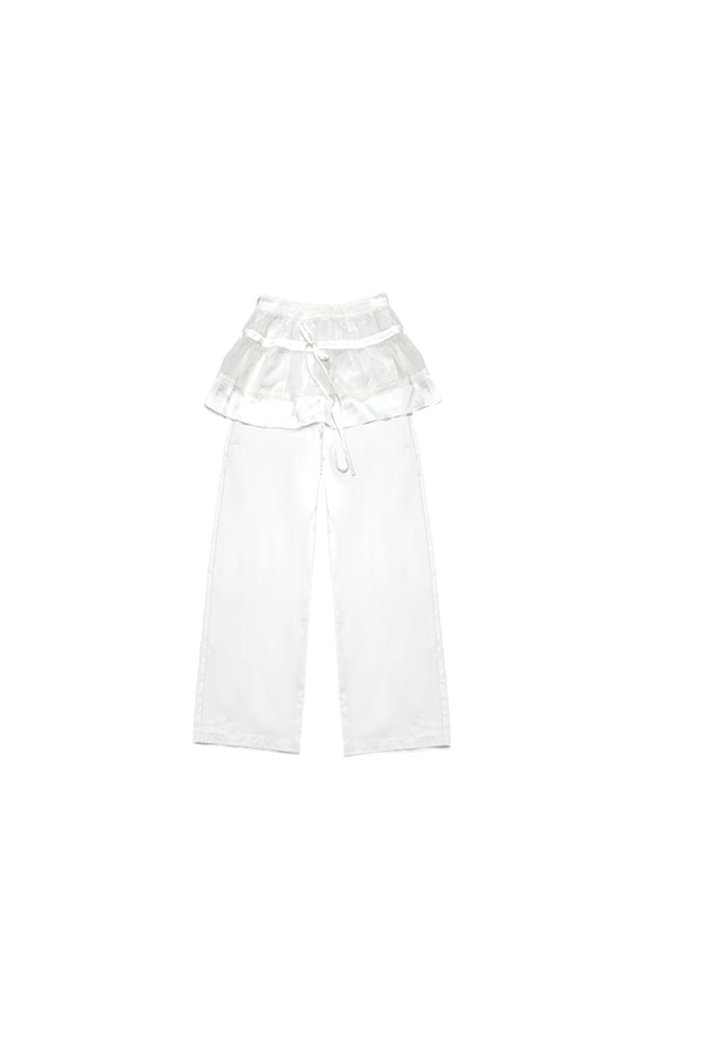 Tencel Cotton Layered-Look Wide Leg Pants
