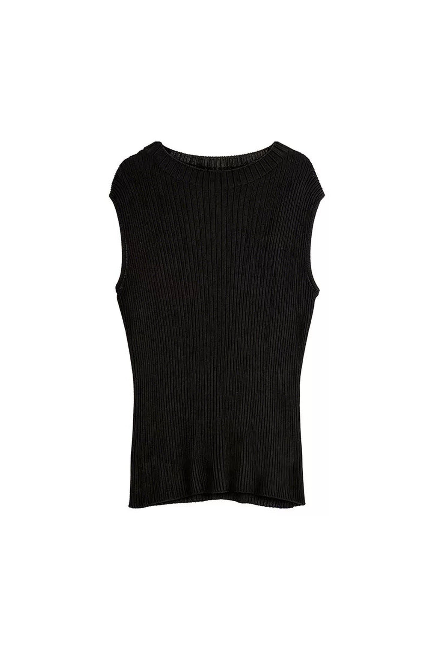 Black Linen Knitted T-Shirt
