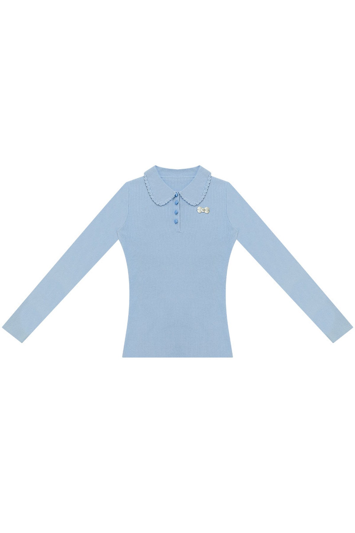 Blue Long Sleeve Knit Top