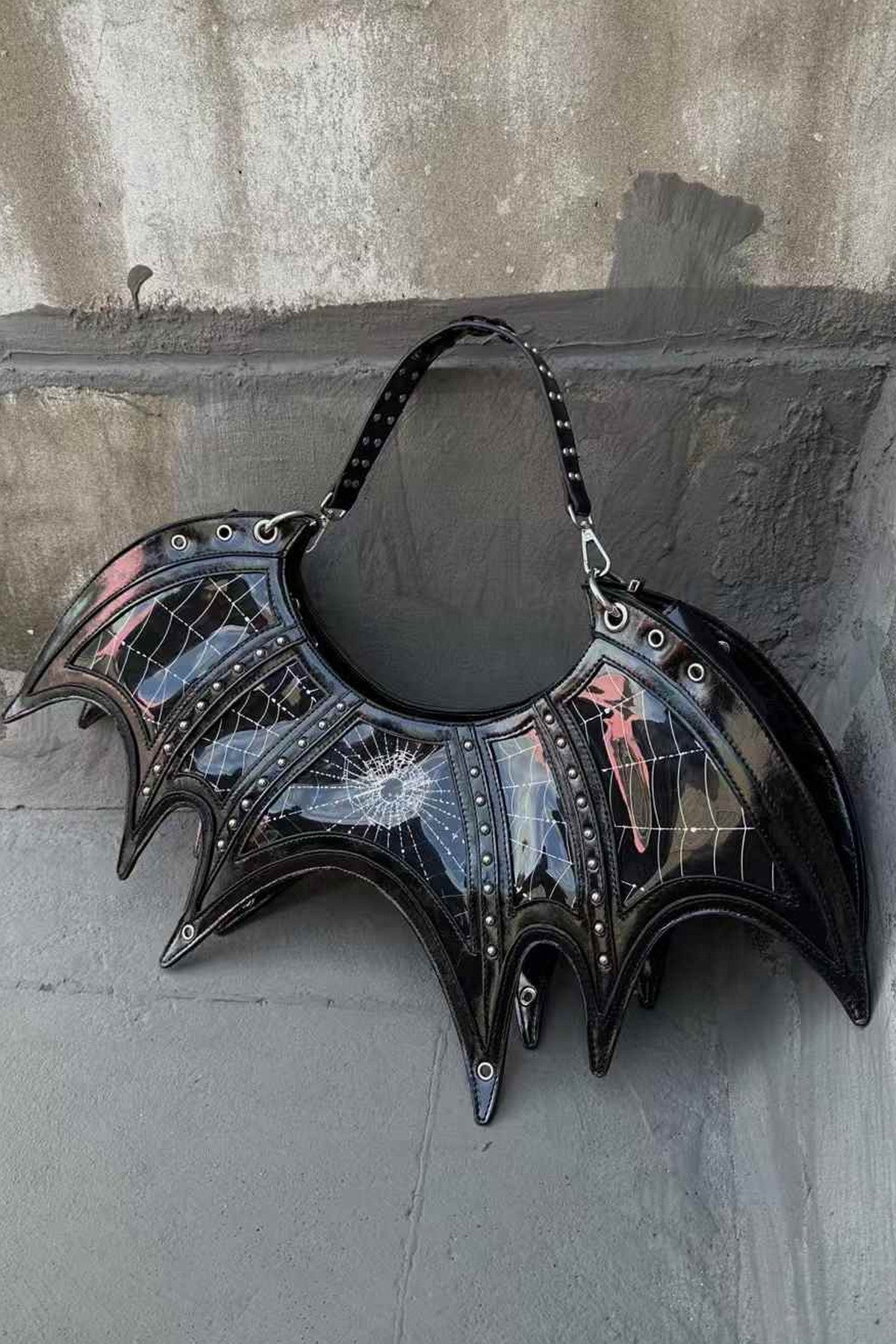 Bat Spider Web Print Crossbody Bag