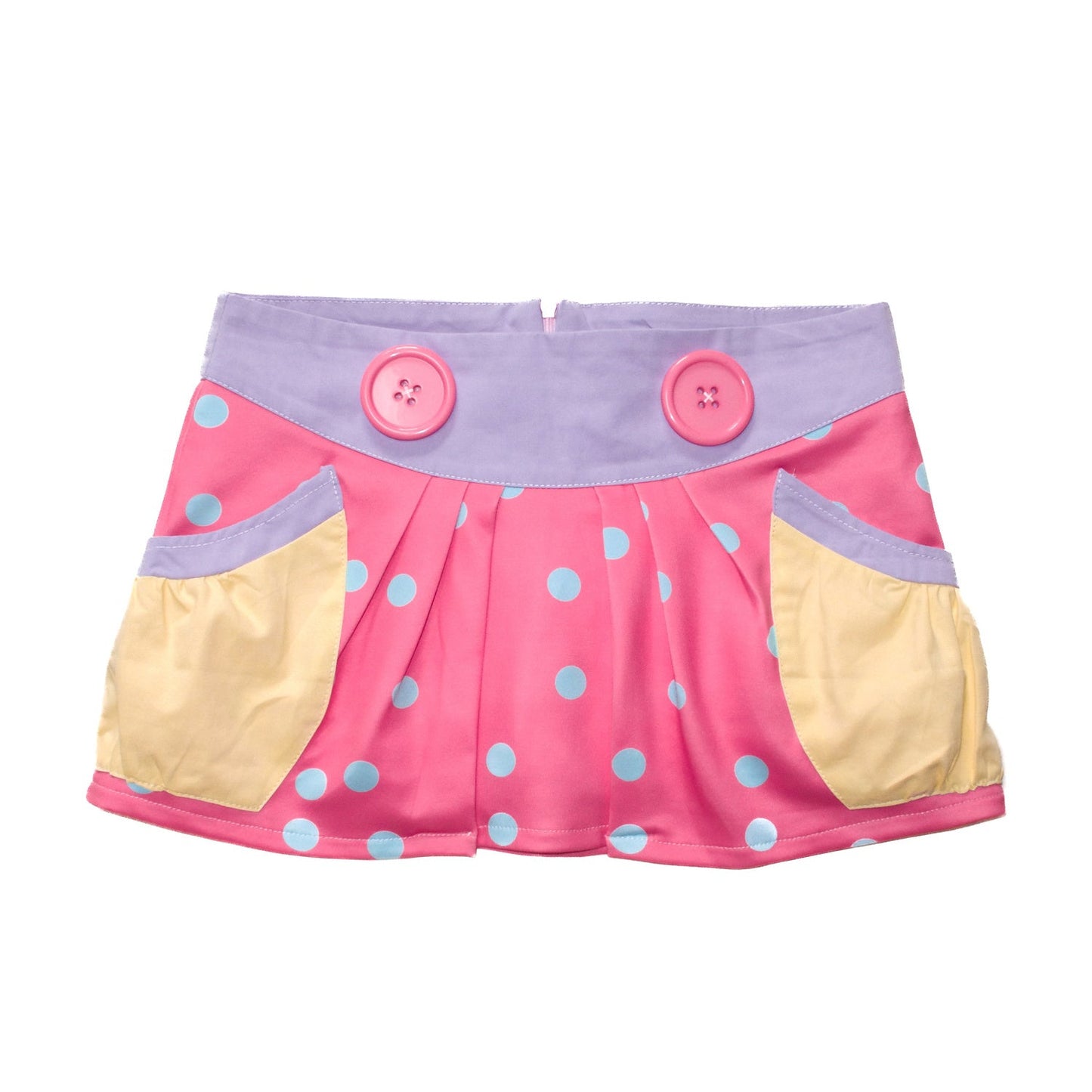 Peach Pink Polka Dot Large Button Low-Waist Skirt