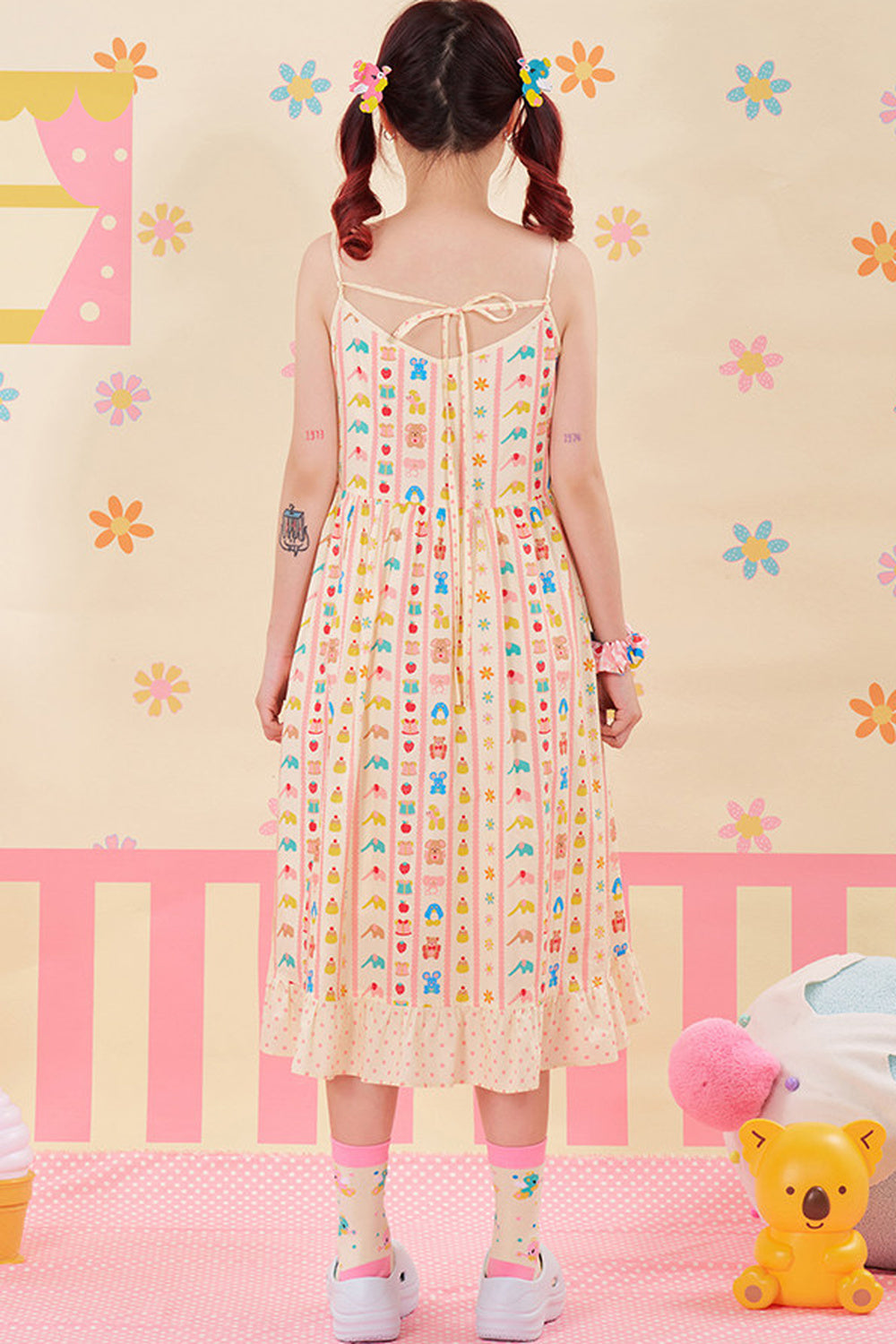 Kleid mit Animal-Print und verstellbaren Trägern