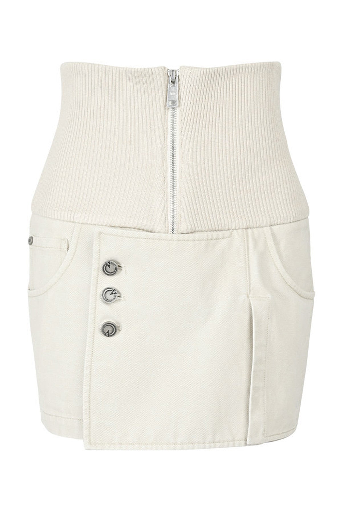 Ribbed Splicing Washed Distressed Skirt