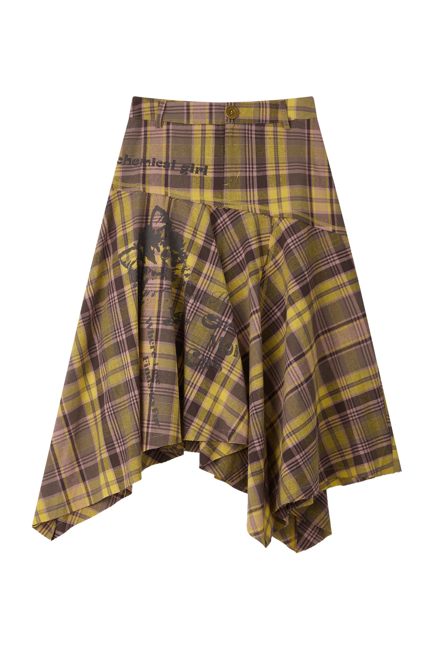Retro Asymmetrical Plaid Skirt