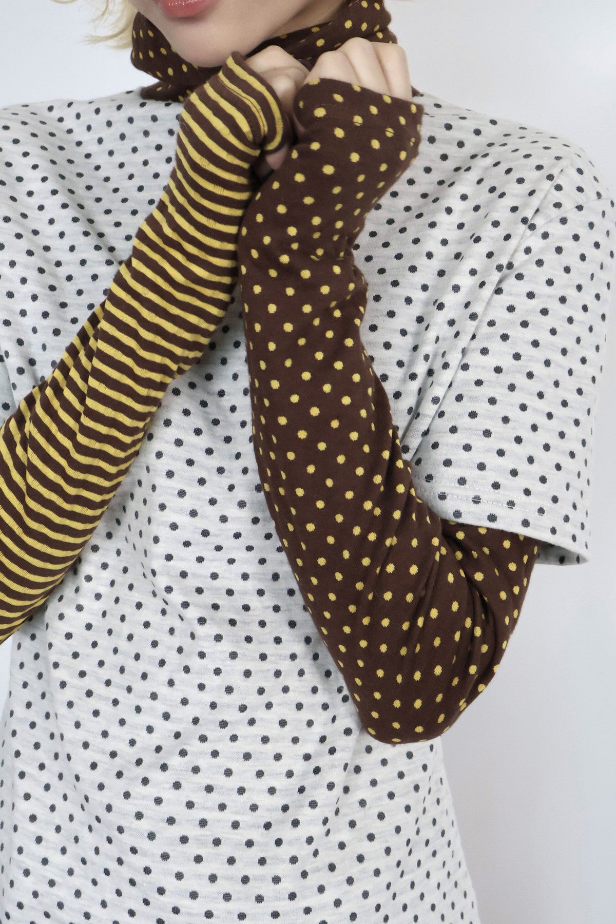 Polka Dot Striped Layered-Look T-Shirt
