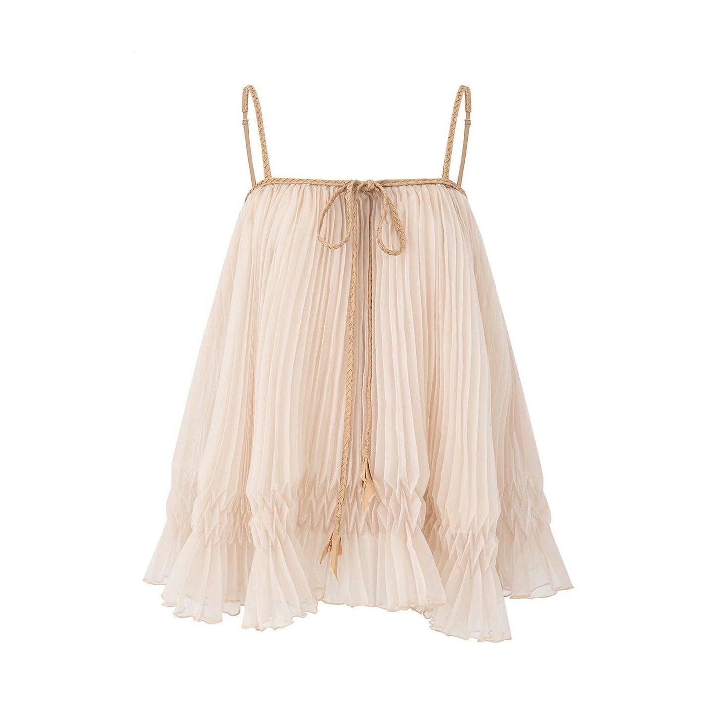 Chiffon Pleated Suspender Top