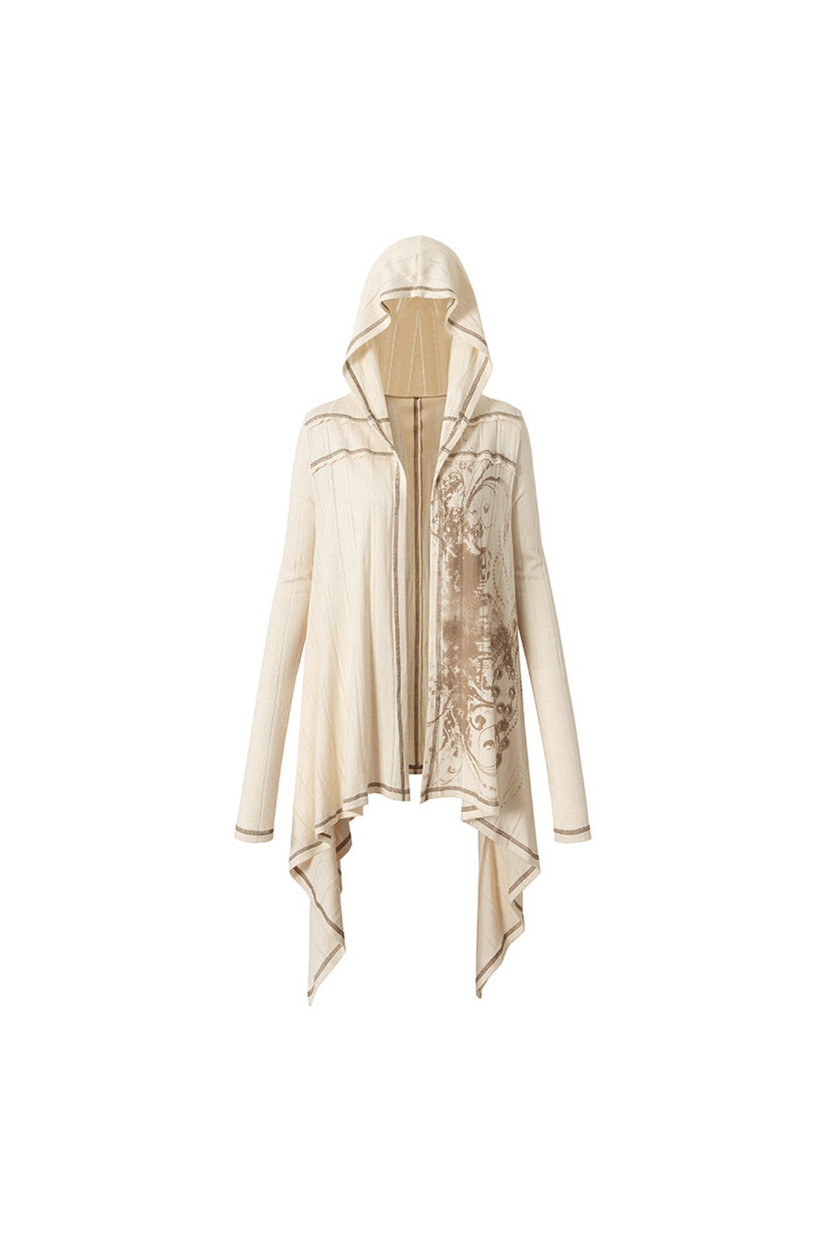 Punk Print Hooded Knit Cardigan
