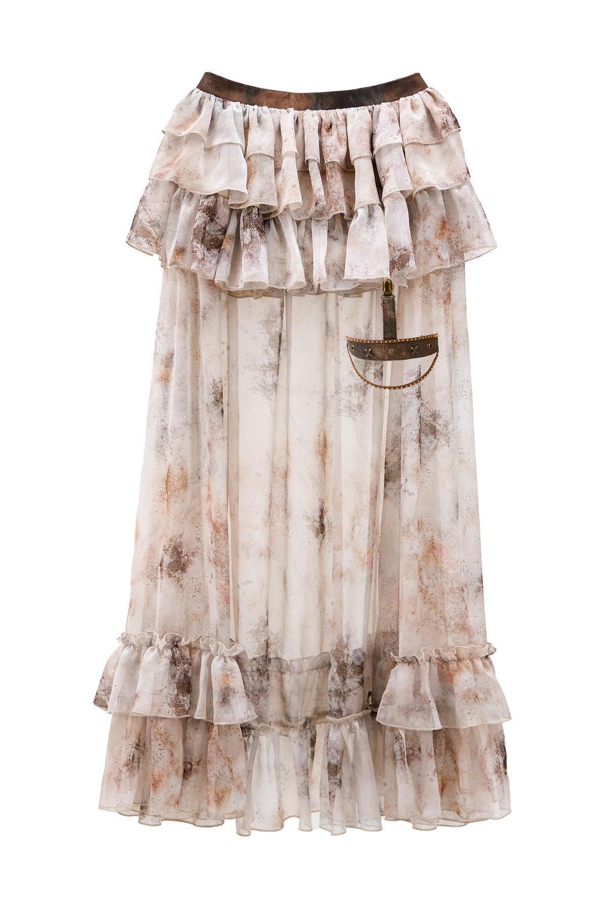 Long Trailing Chiffon Tiered Skirt