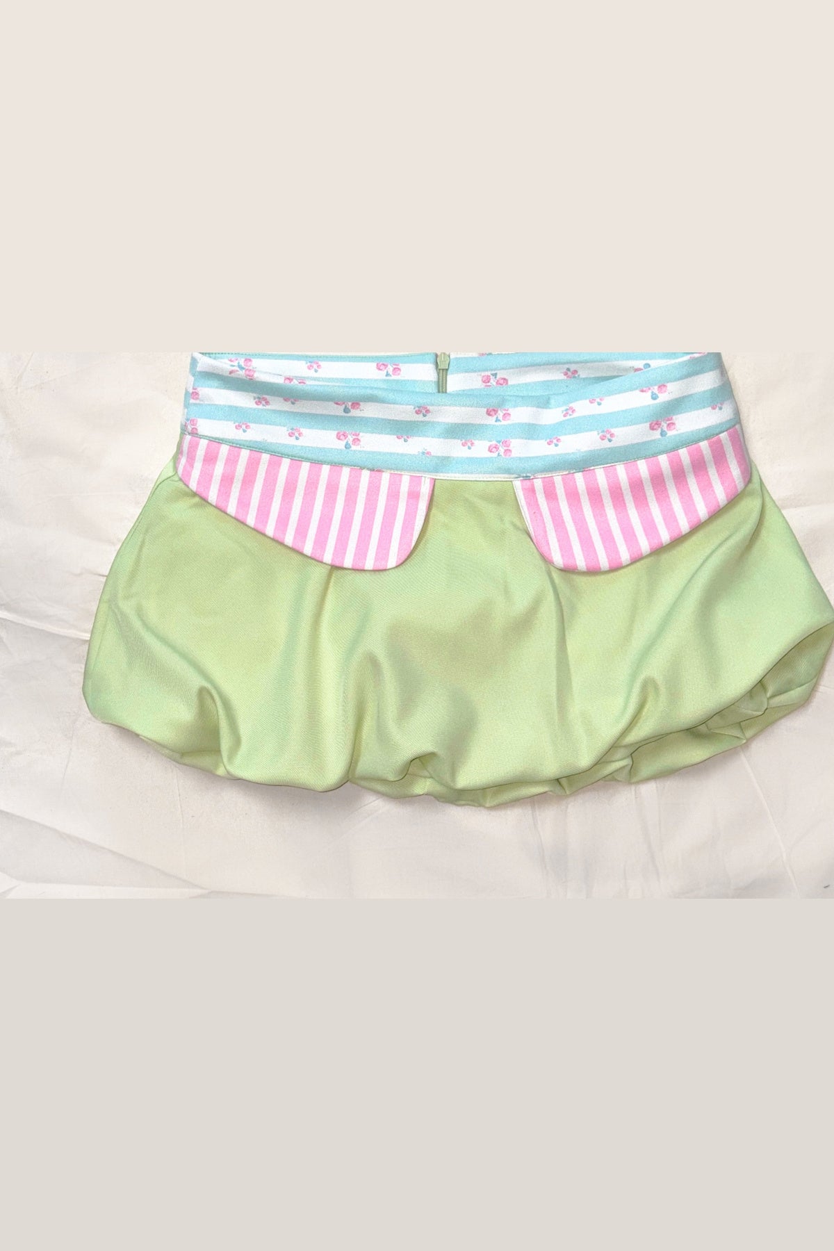 Striped Patchwork Bud-Shaped Low-Waist Skirt