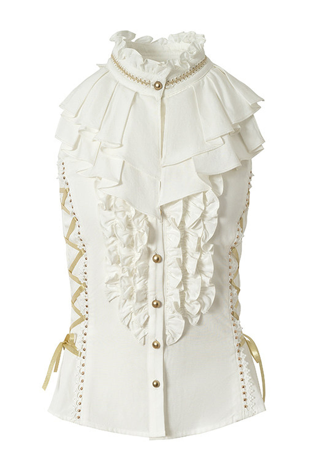 Ruffle Ruff Neck Tie Waist Halter Top
