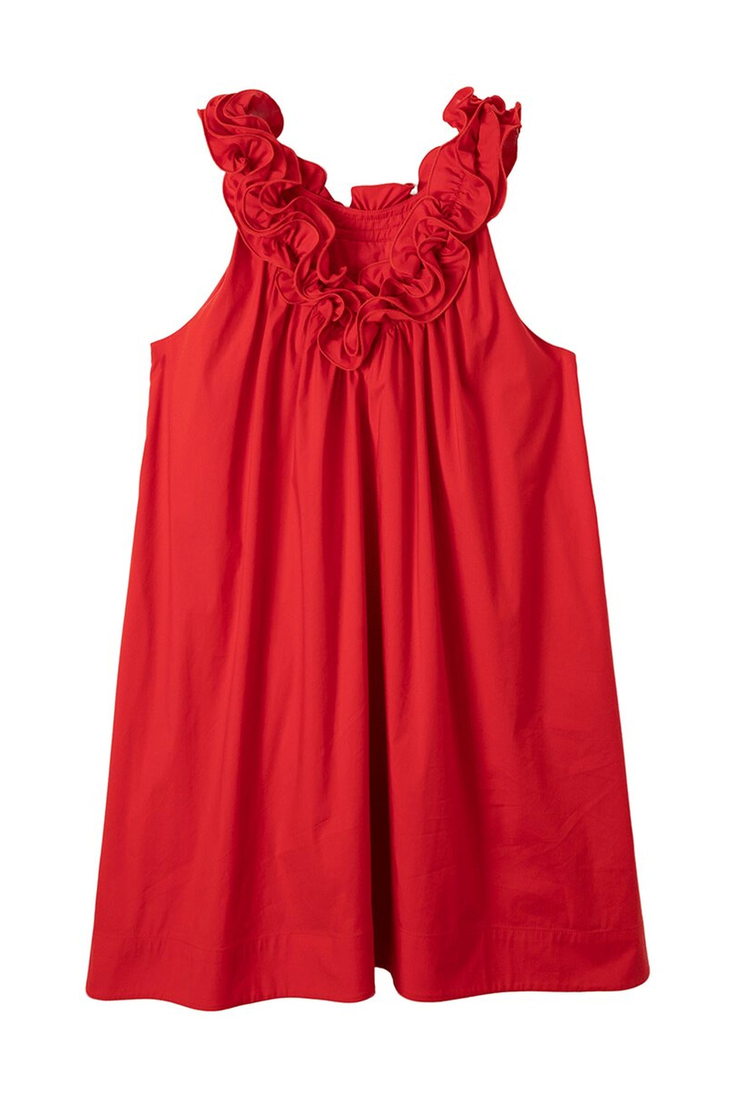 Red 3D Floral Ruffle V-Neck Tank Dress