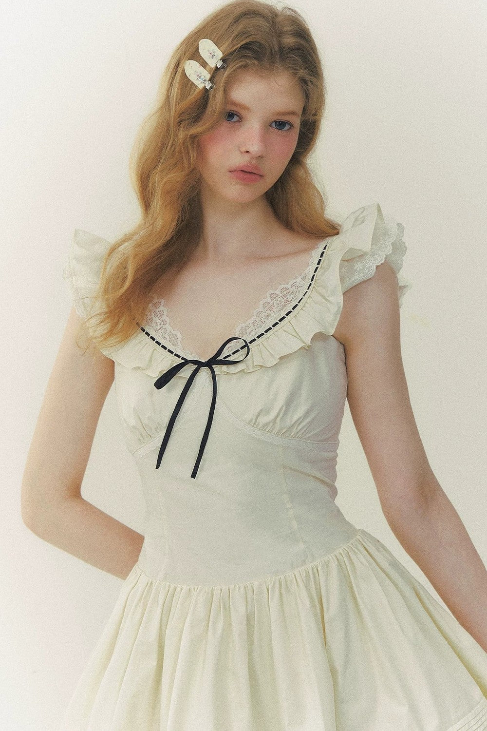 Sunset Patchwork Flutter-Sleeve Dress